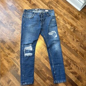 Zara Men's Blue Distressed Jeans